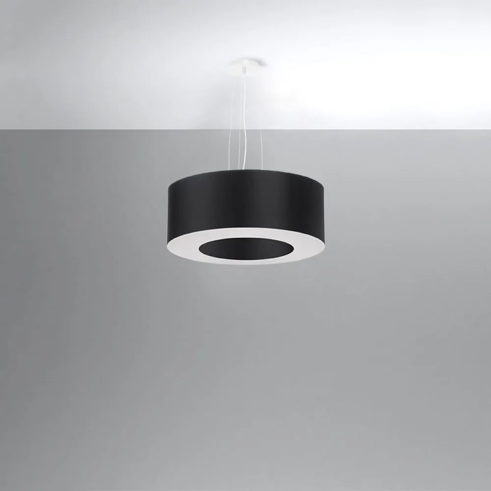 Czarna lampa wisząca z tekstylnym kloszem ø 50 cm Galata – Nice Lamps