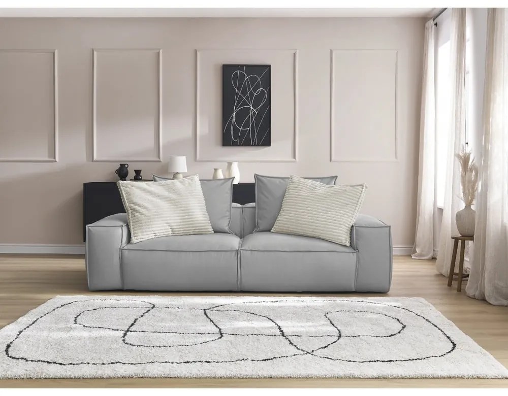 Jasnoszara sofa z imitacji skóry 260 cm Boheme – Bobochic Paris