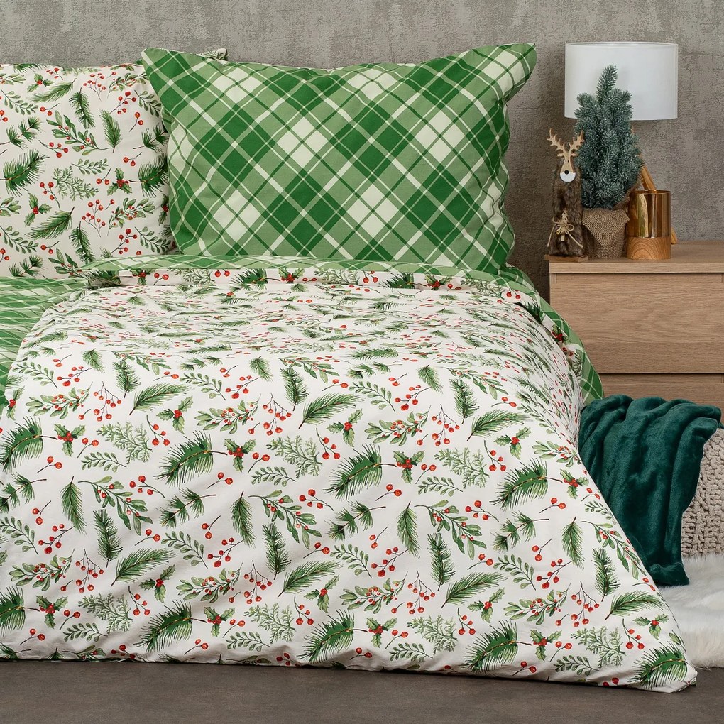 4Home Pościel bawełniana Scotch green, 140 x 220 cm, 70 x 90 cm