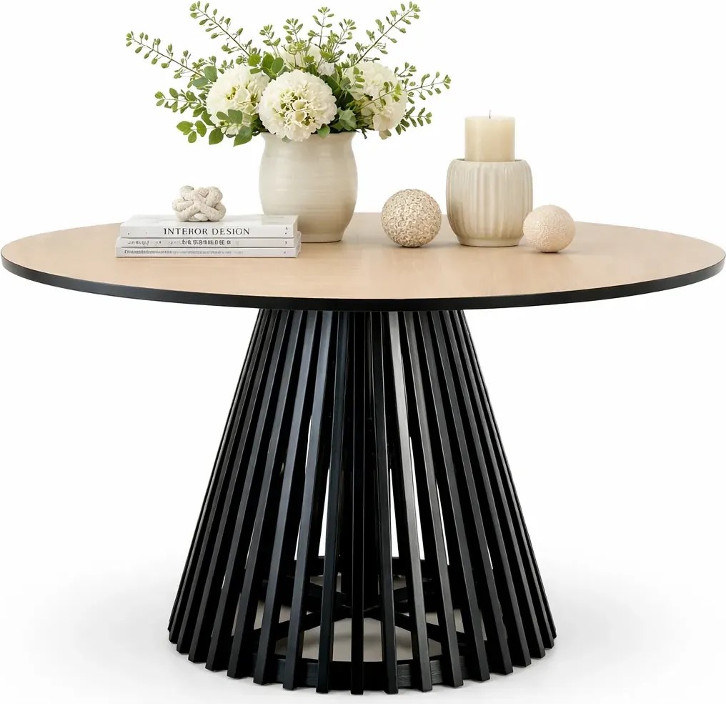 Okrągły nowoczesny stół na czarnej podstawie S3-H71