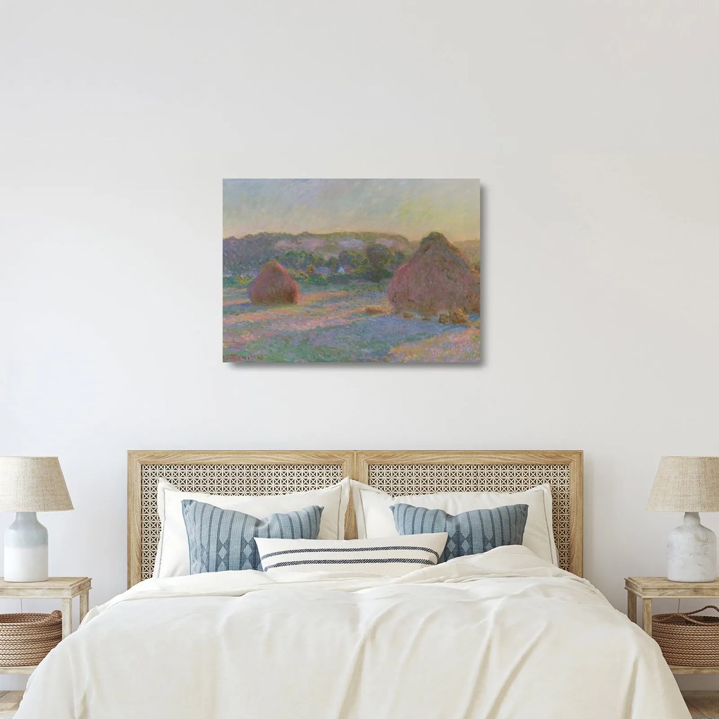 Obraz na szkle - Claude Monet, Stacks of Wheat (End of Summer) , reprodukcje (70x50 cm)