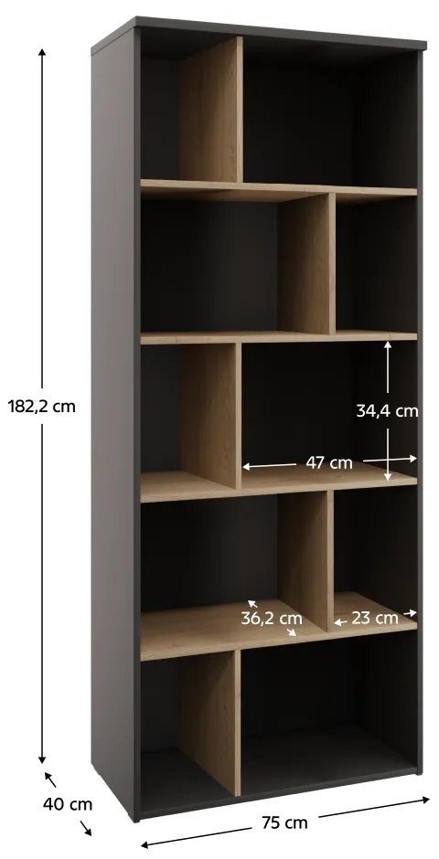 Biblioteczka ADAPO 02, antracyt