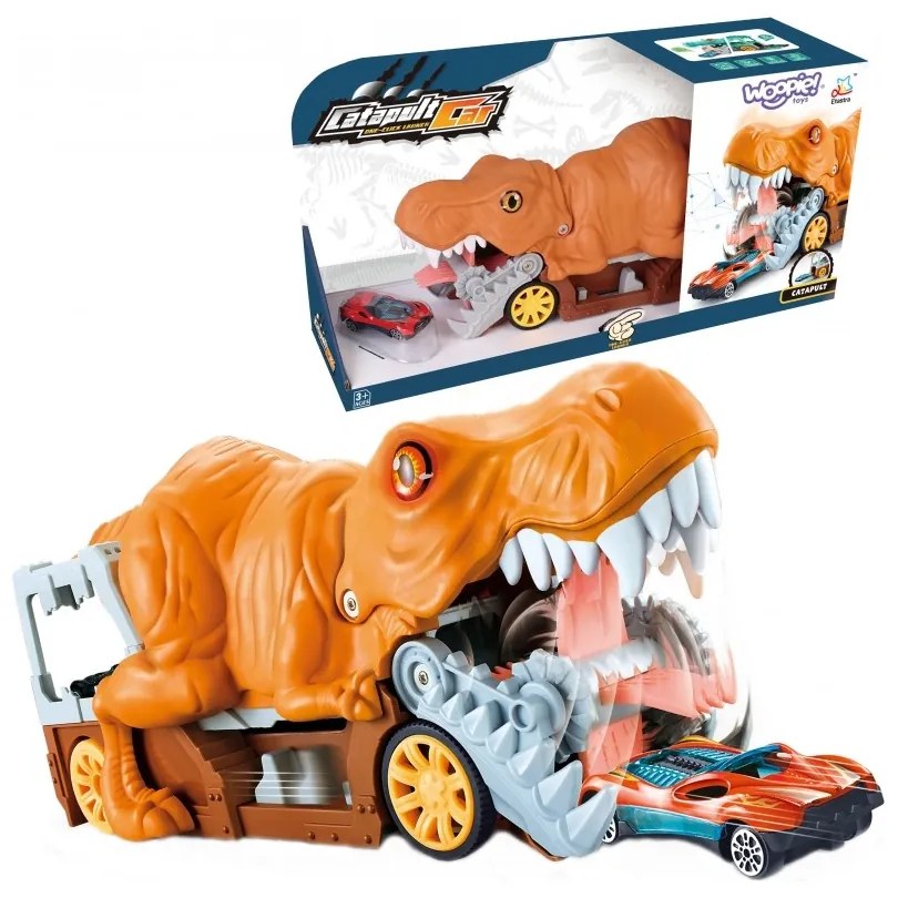 Woopie dinozaur wyrzutnia samochodów + auto 1szt.