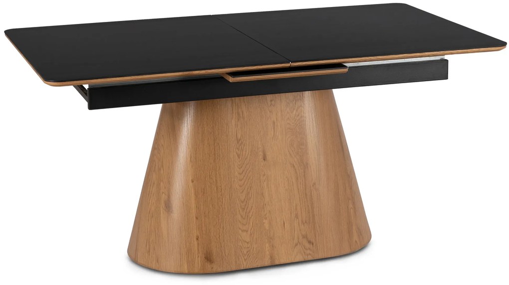 Rozkładany stółna jednej nodze czarny + dąb R5-K71