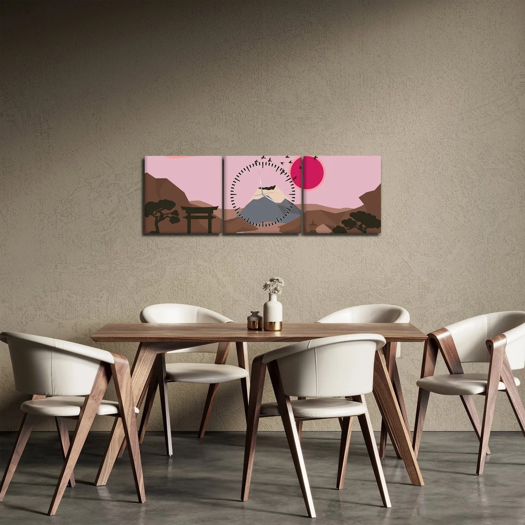 Obraz - Japonia N⁰2 (z zegarem) (90x30 cm)