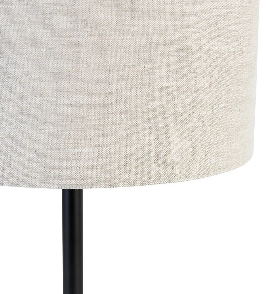 Nowoczesna lampa stołowa czarna z abażurem boucle jasnoszary 35 cm - SimploDesignerski Oswietlenie wewnetrzne