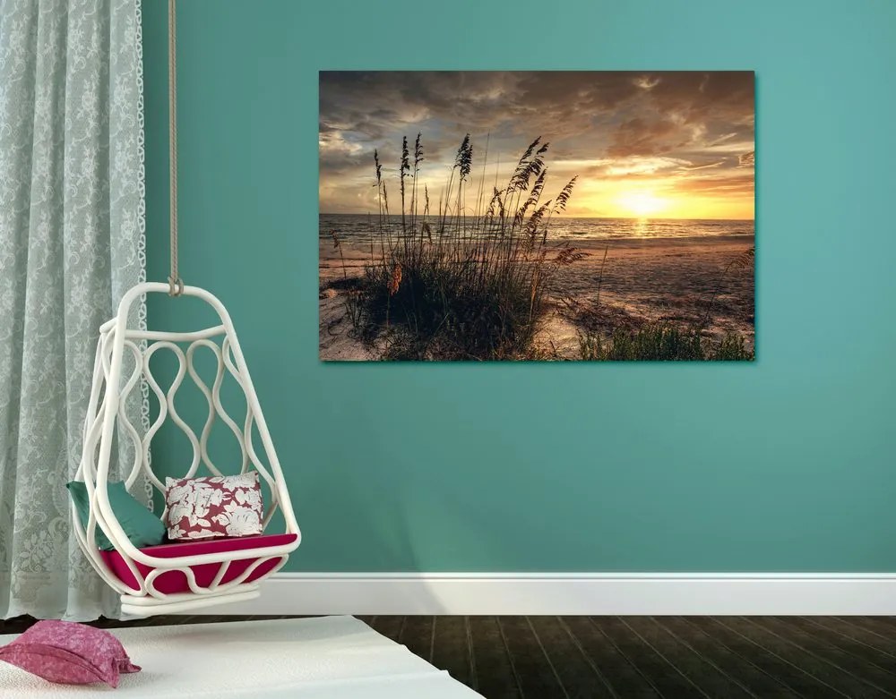 Obraz zachód słońca na plaży