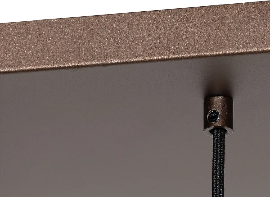 Lampa wisząca w stylu art deco, ciemny brąz z bursztynowym szkłem, 8-światłowa - Sandra