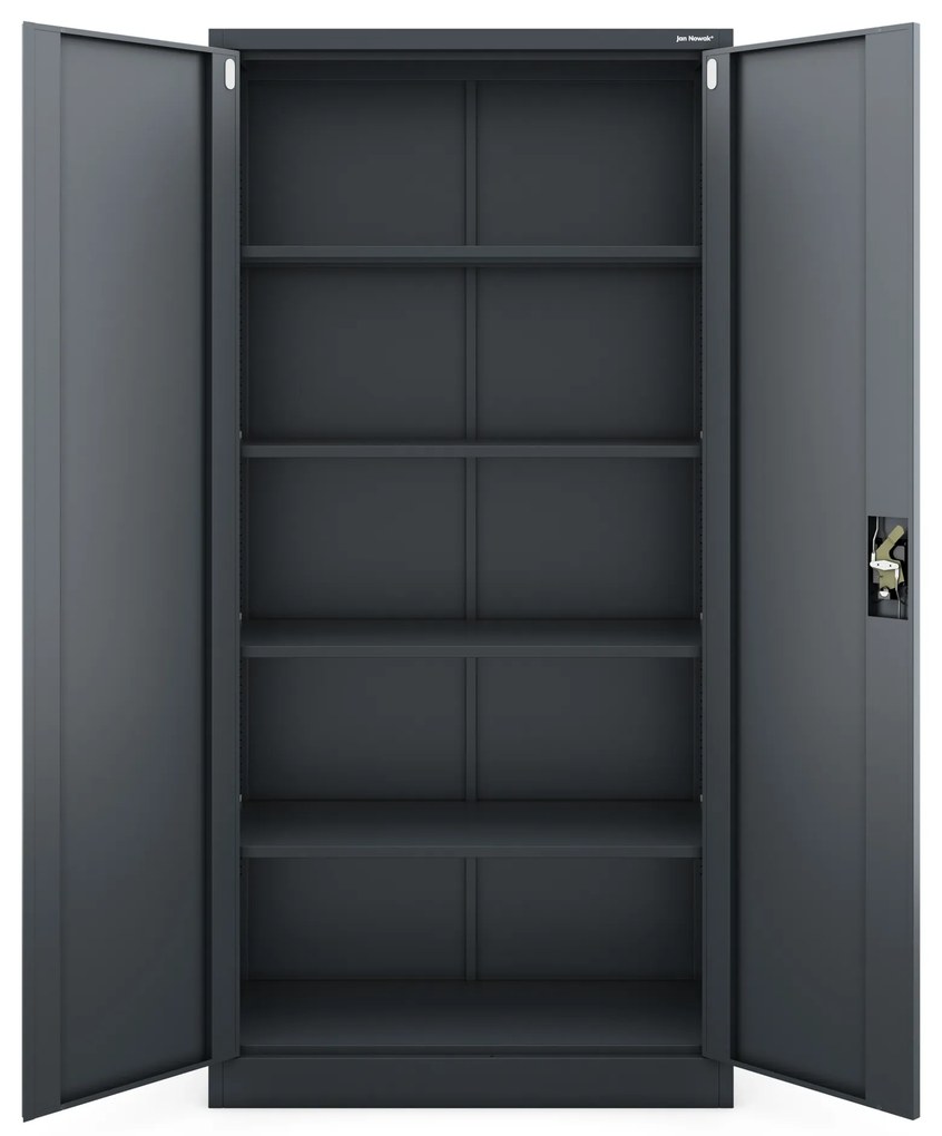 Biurowa szafa metalowa na akta JAN, 900 x 1850 x 400 mm, antracytowa