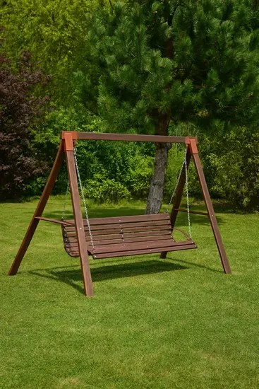 Drewniana huśtawka ogrodowa stojąca Kaori 3X - 180 cm