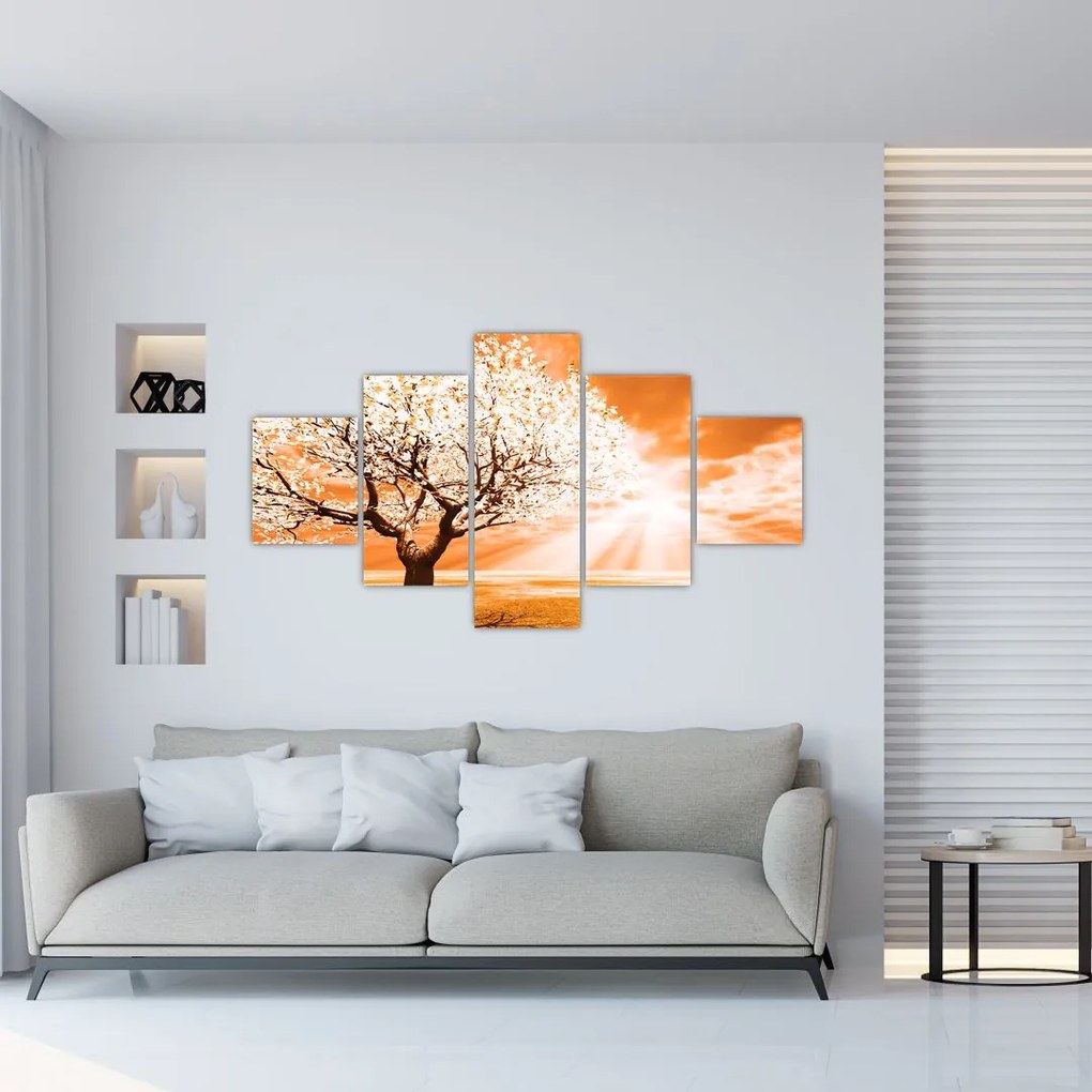 Pomarańczowy obraz drzewa (125x70 cm)