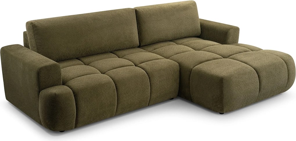Masseno Narożnik VASTO z funkcją spania i pojemnikiem na pościel Narozniki L, Rozkładana sofa - Zielony, VINCI 75