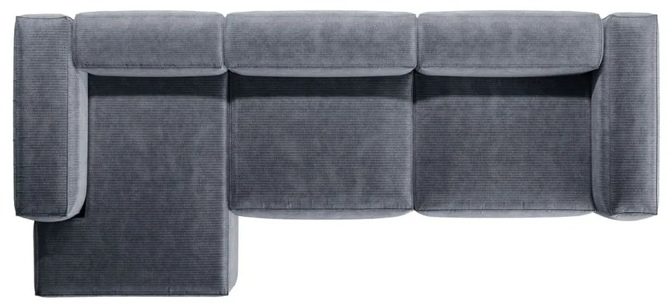 Szaroniebieski sztruksowy narożnik (lewostronny/z szezlongiem) Bergamo – Cosmopolitan Design