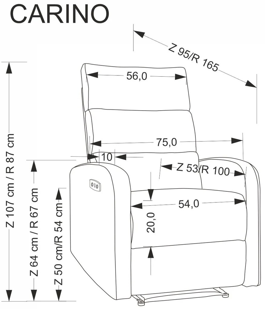 Fotel wypoczynkowy elektryczny rozkładany z masażerem beżowy CARINIO