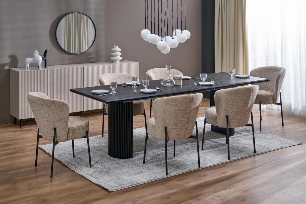 BOLERO stół rozkładany 160-250x90x78 cm czarny, 6-10 osobowy