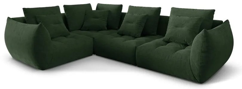 Ciemnozielony narożnik (lewostronny/w kształcie litery L) Bloom – Micadoni Home