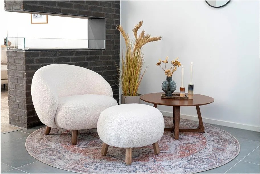 Kremowy fotel z podnóżkiem Savona – House Nordic