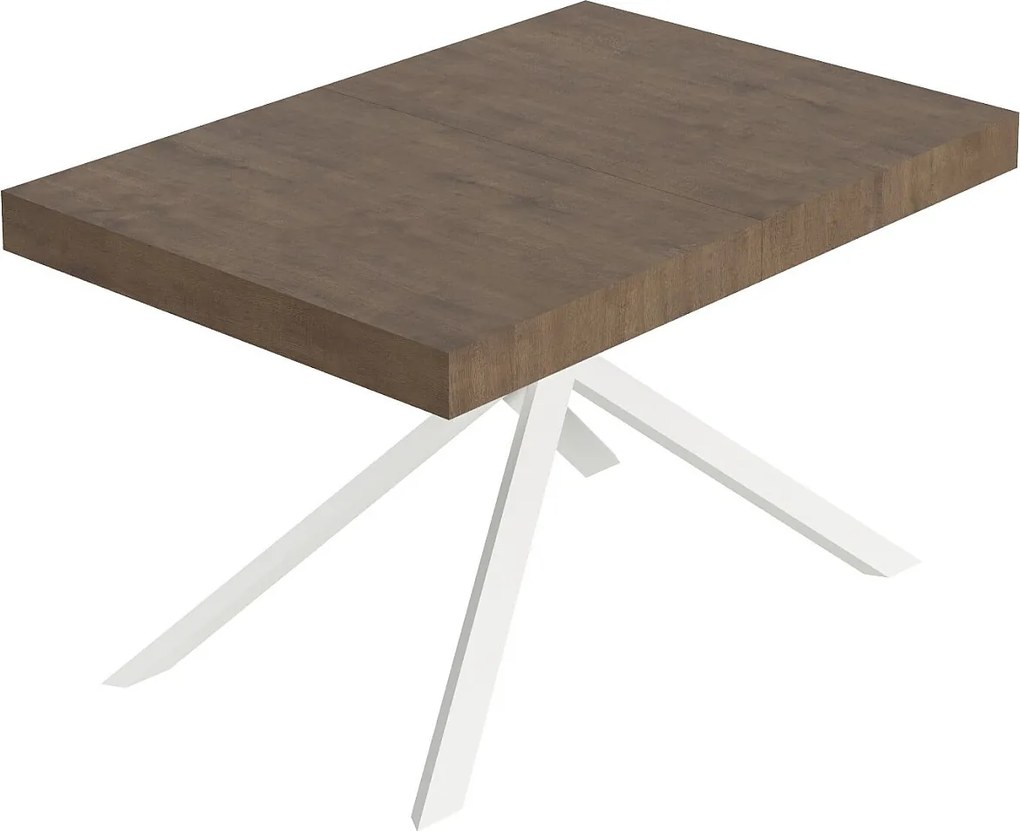 Stół rozkładany Niket orzechowy 120/224x90 cm z białymi nogami
