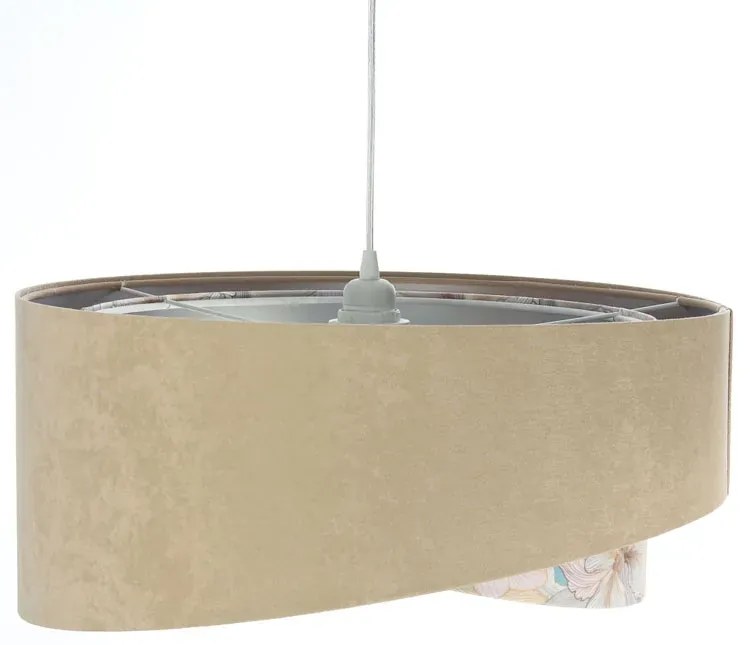 Beżowo-srebrna lampa wisząca z wzorem M3-N07