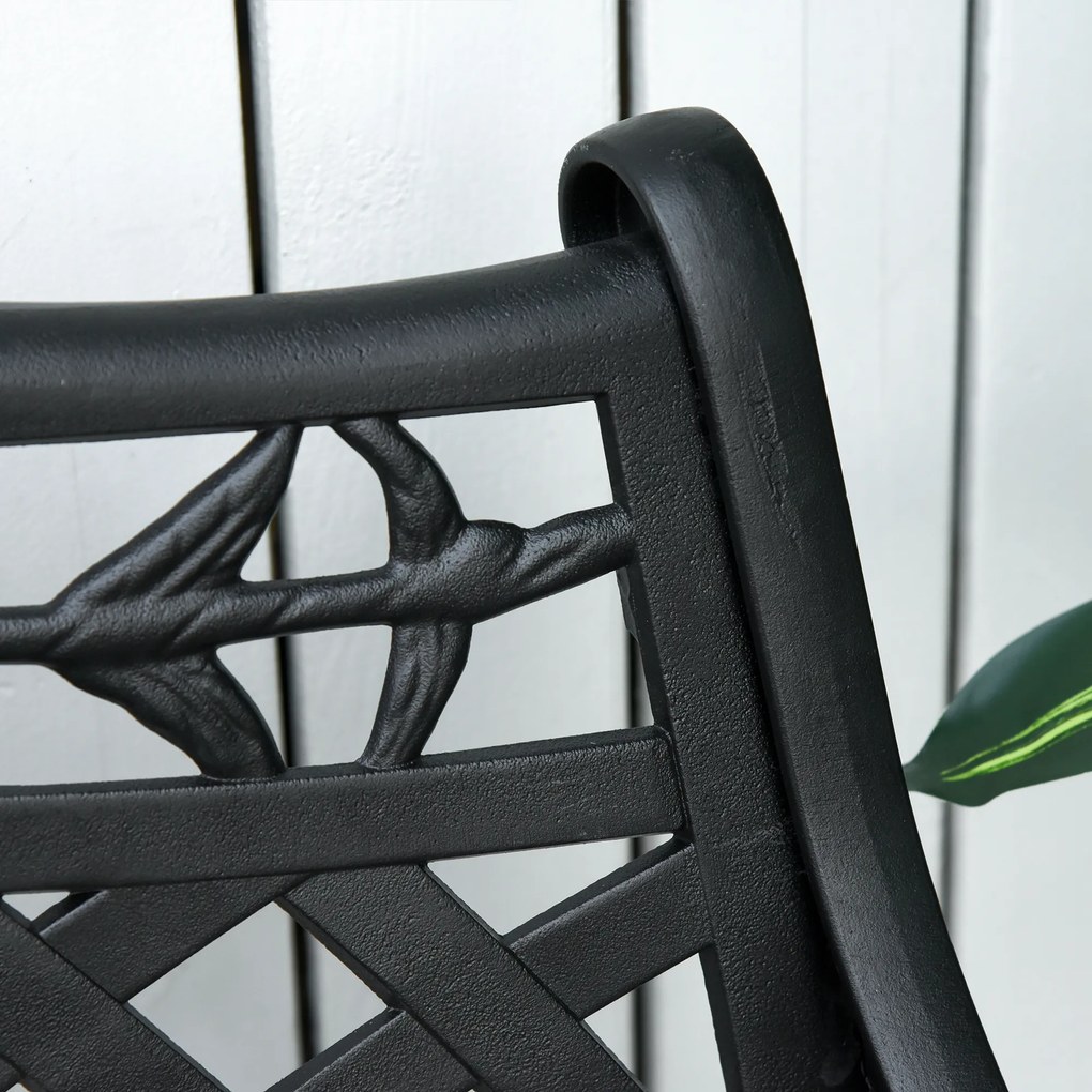 Ławka Ogrodowa Outsunny dla 2 osób z Aluminiową Ramą i Podłokietnikami – Elegancki Design w Kolorze Czarnym