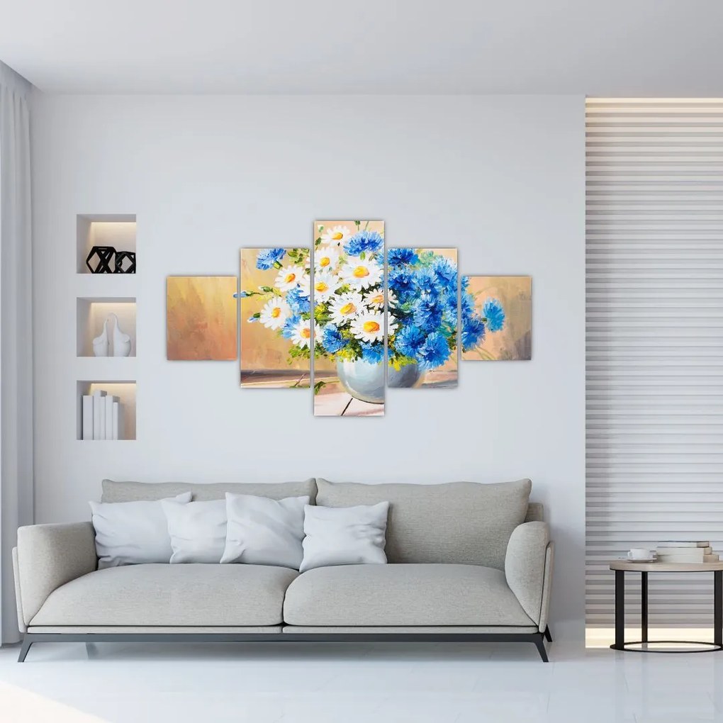 Malowany obraz wazonu z kwiatami (125x70 cm)
