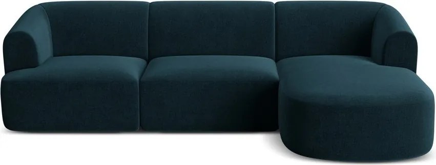 Morski aksamitny narożnik (prawostronny/z szezlongiem) Campi – Cosmopolitan Design
