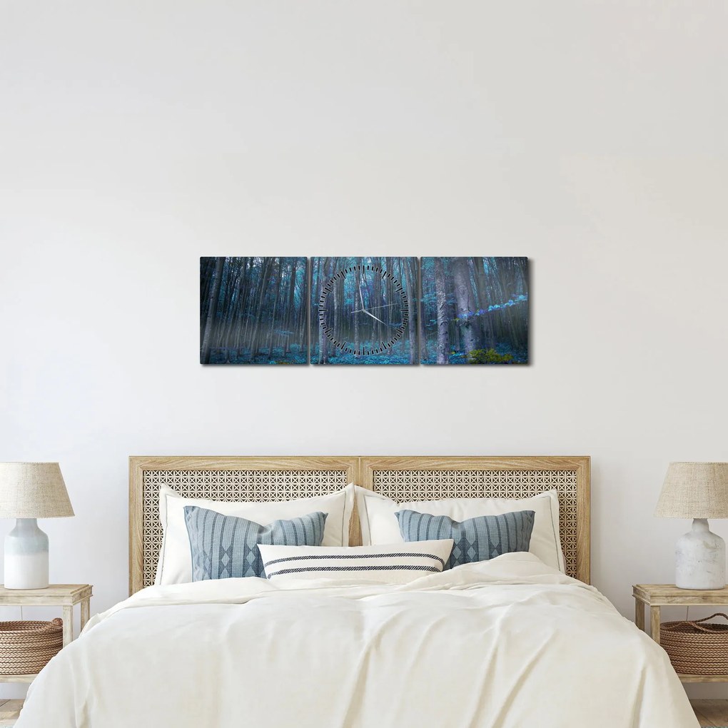 Obraz - Magiczny las (z zegarem) (90x30 cm)