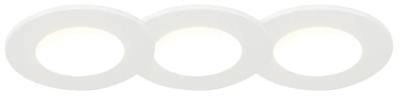 Zestaw 3 okrągłych, białych, wodoodpornych reflektorów wpuszczanych LED 5W do łazienki - Blanca
