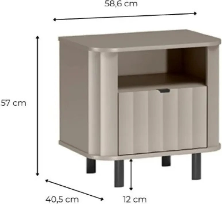 Szafka Nocna 229 MODERNO 58,6 cm Stolik Nocny do Sypialni