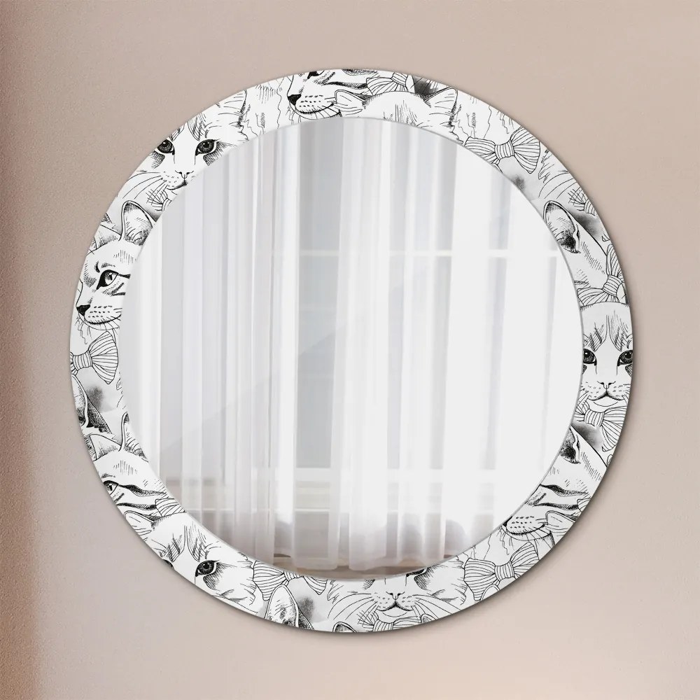 Lustro z nadrukiem dekoracyjne okrągłe Zwierzęta domowe koty