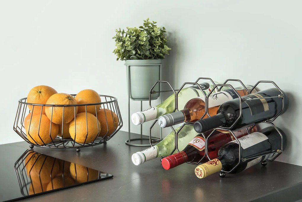 Stojak na wino HONEYCOMB, na 6 butelek, 31 x 22 x 16,5 cm