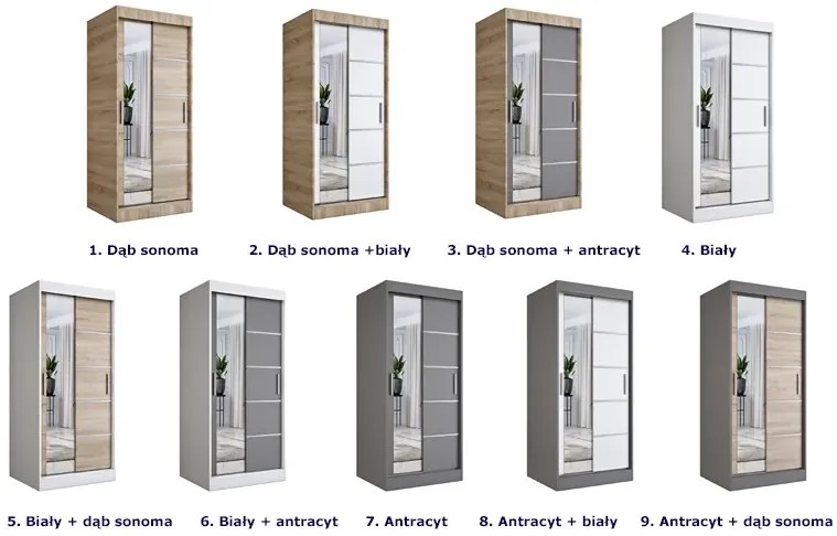 Antracytowa dwudrzwiowa szafa przesuwna A4-G49