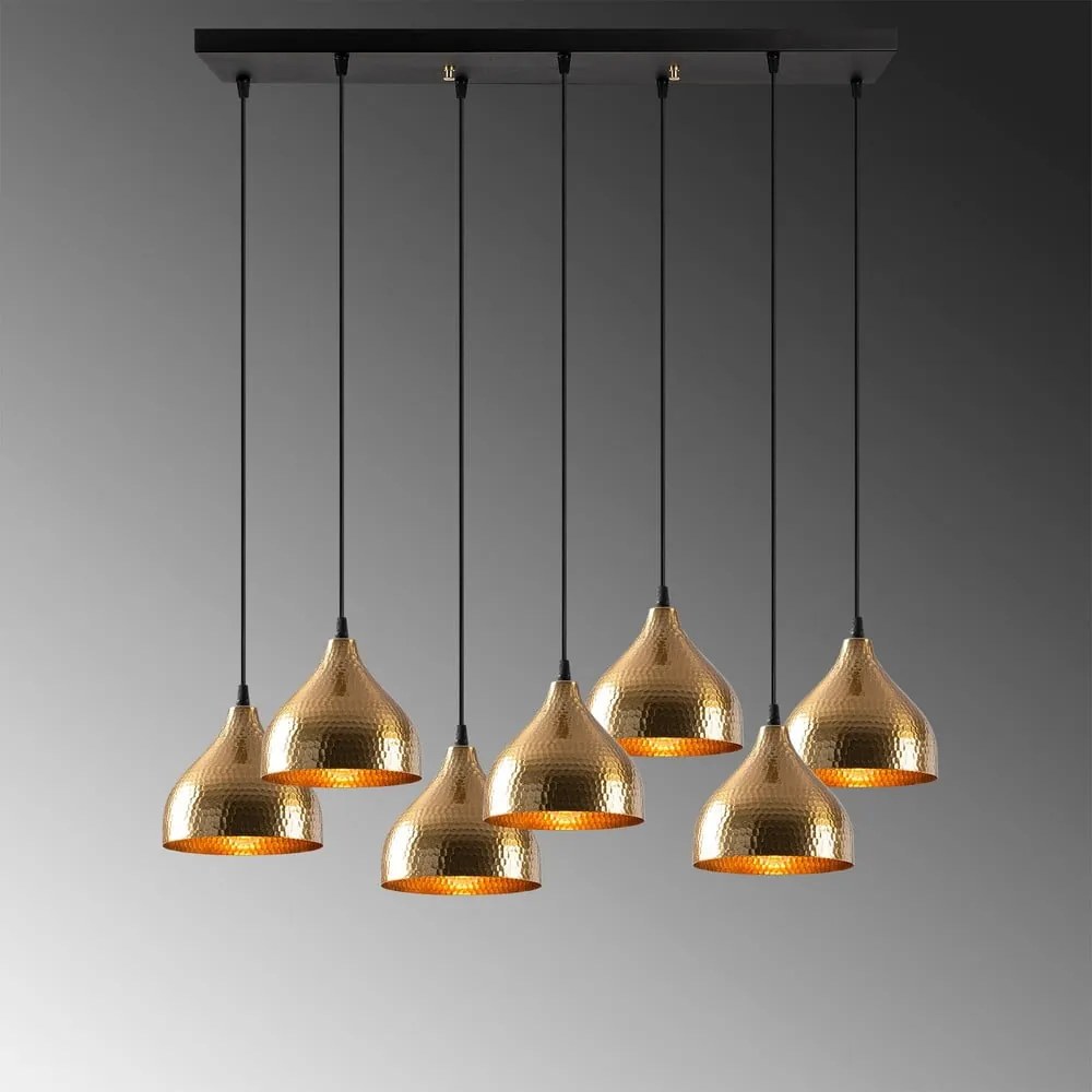 Lampa wisząca w czarno-złotym kolorze z metalowym kloszem Tattoo – Opviq lights