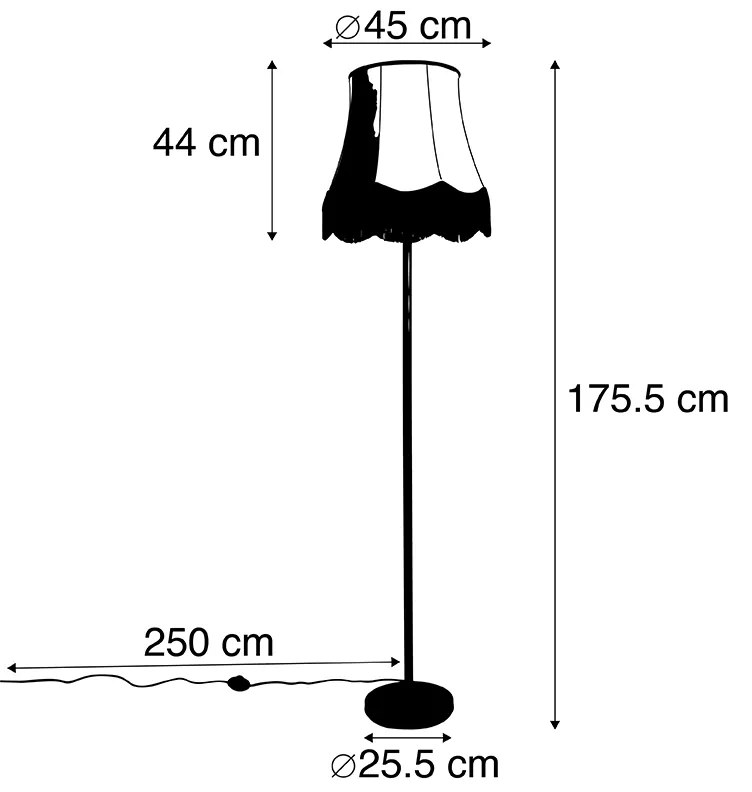 Klasyczna lampa stojąca czarna z abażurem Granny B szary - Simplo Nowoczesny Oswietlenie wewnetrzne