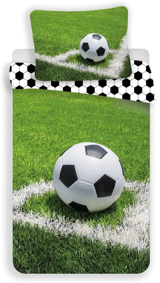 Zielona bawełniana pościel dziecięca jednoosobowa 140x200 cm Football – Jerry Fabrics