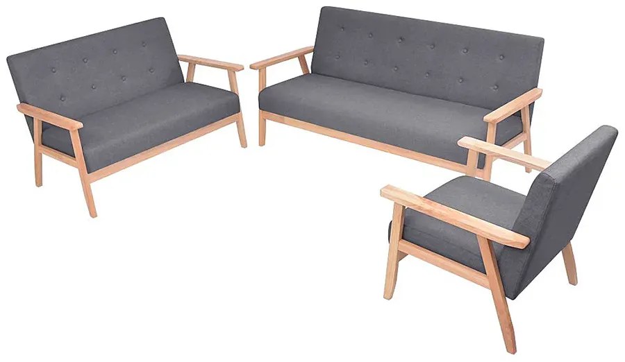 3-częściowy ciemnoszary zestaw wypoczynkowy - Kifi 3D