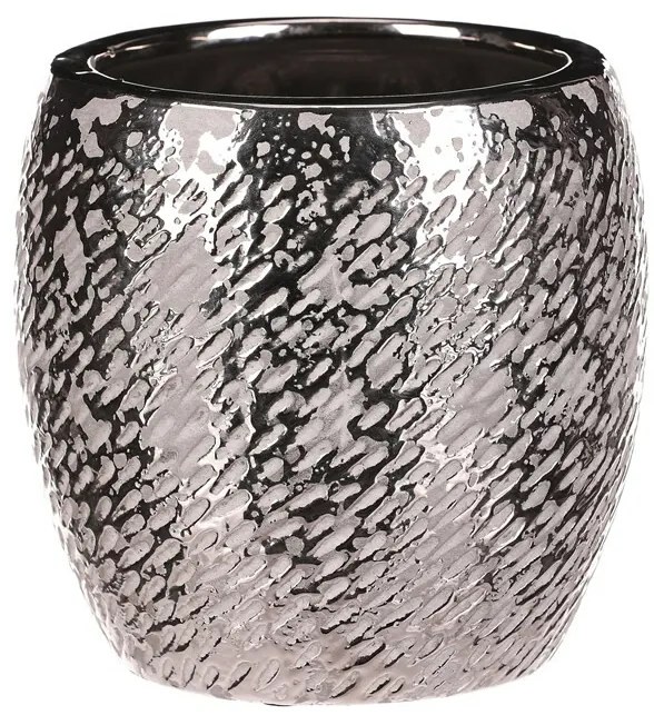Osłonka ceramiczna na doniczkę Silver, śr. 17 cm, srebrny