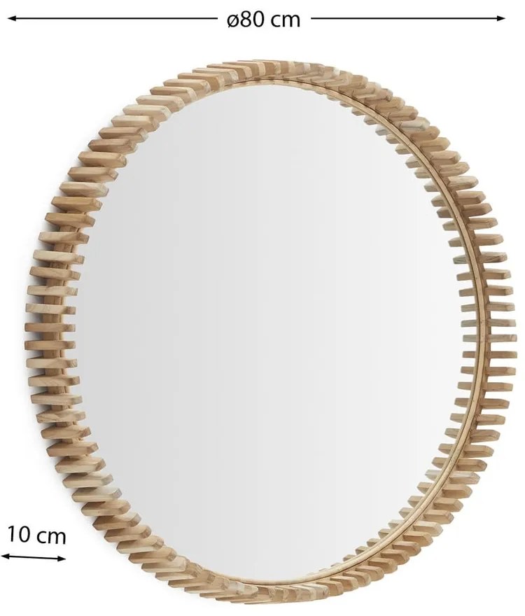 Lustro ścienne z drewnianą ramą ø 80 cm Polke – Kave Home