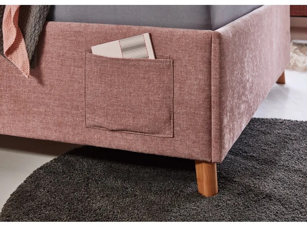 Różowe tapicerowane łóżko dziecięce bez stelaża 90x200 cm Fun – Meise Möbel