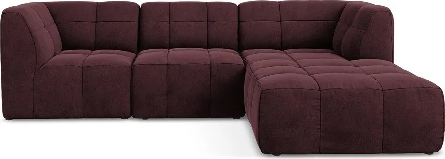 Bordowy aksamitny narożnik (prawostronny/z szezlongiem) Aloha – Makamii