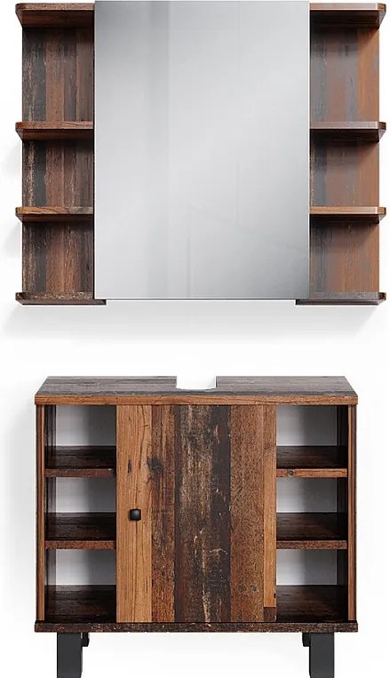 Zestaw mebli łazienkowych rustykalny dąb 60x32x54 fynn