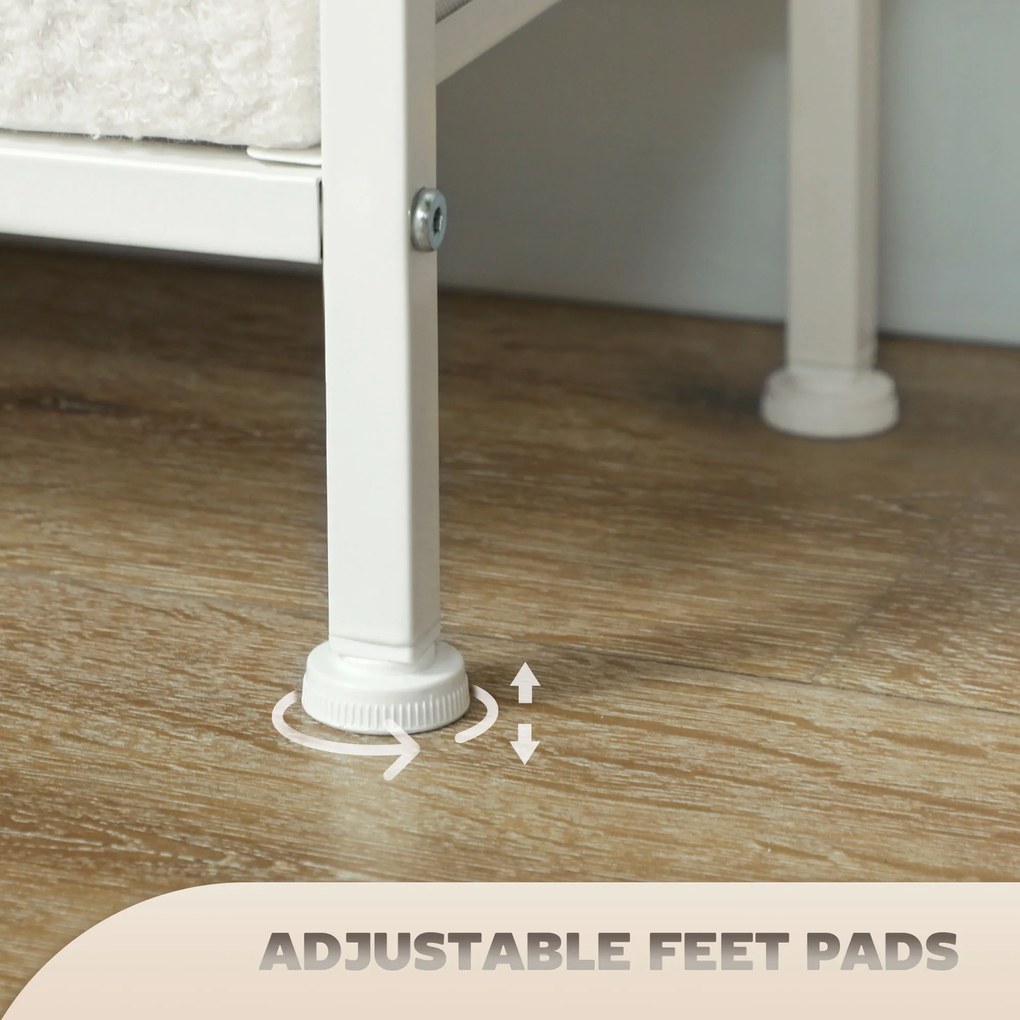 HOMCOM Komoda z Materiału, 9 Szuflad, Rama Stalowa, Elegancka, Wszechstronna, Biała