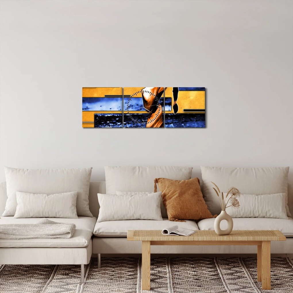 Obraz obrazu abstrakcyjnego (z zegarem) (90x30 cm)