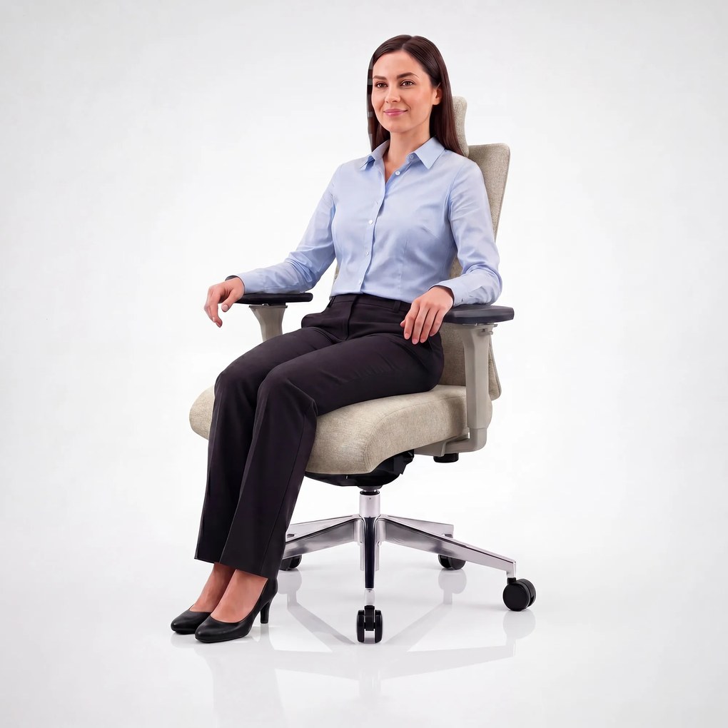 Fotel biurowy ergonomiczny jasnobeżowy VECTOR