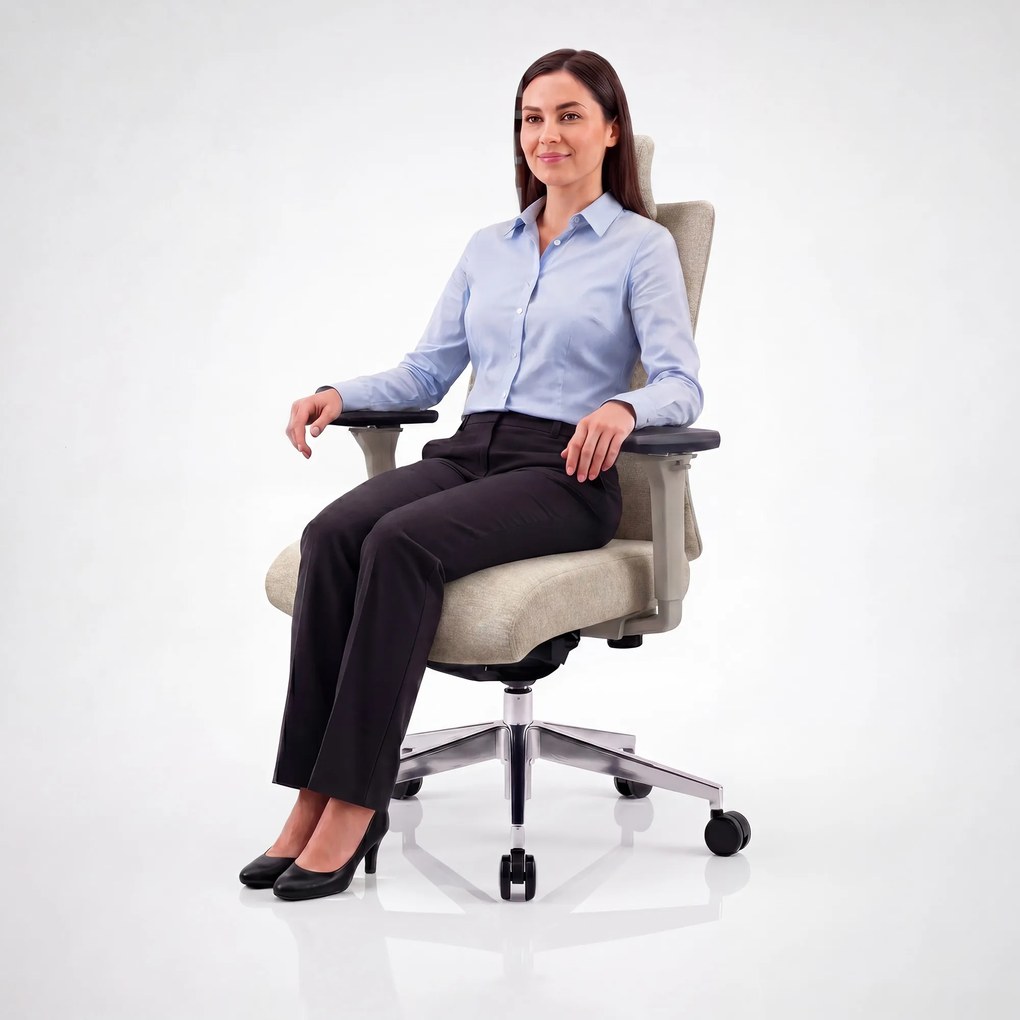 Fotel biurowy ergonomiczny obrotowy jasnobeżowy: VECTOR