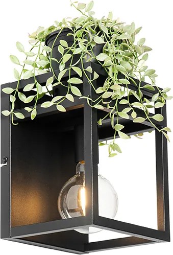 Industrialna lampa ścienna czarna z półką - Cage Rack