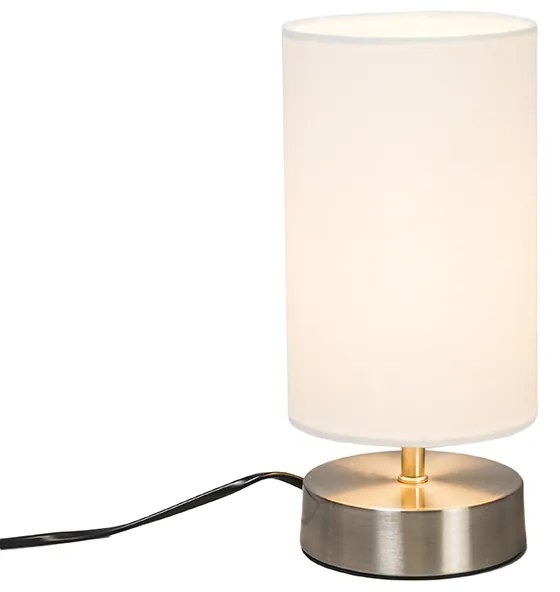 Nowoczesna lampa stołowa biała okrągła 12 cm z możliwością ściemniania - Milo 2 Nowoczesny Oswietlenie wewnetrzne