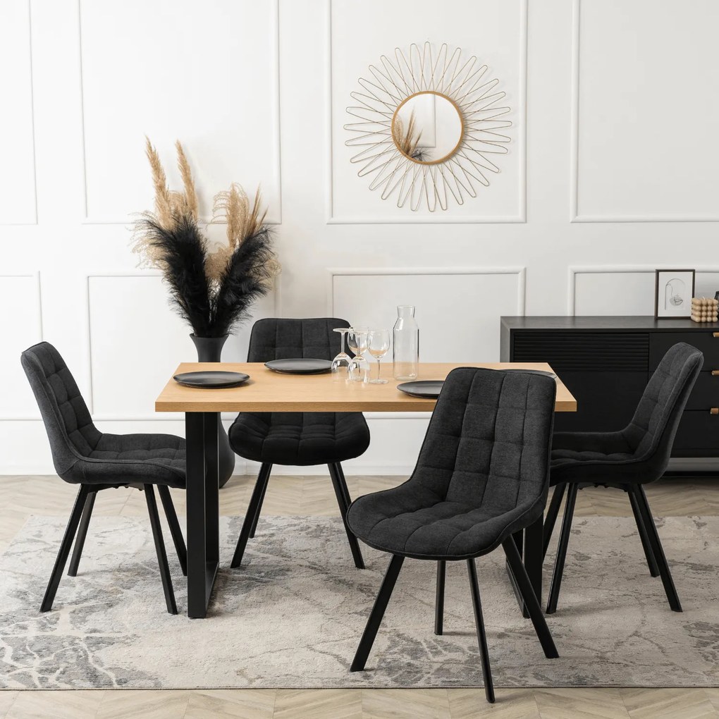Stół Prostokątny GLOS 135 cm Dąb Złoty/Czarny do Jadalni Nowoczesny Loft