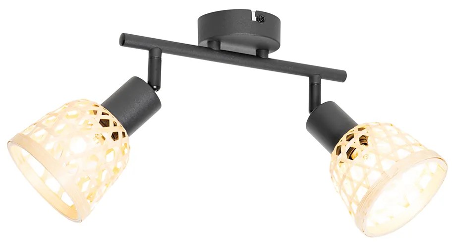 Orientalny reflektor czarny z bambusową 2-światłową - Rayan