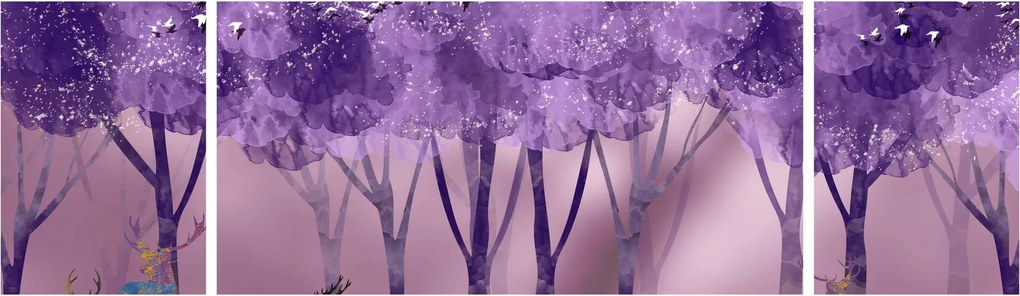 Obraz - Jeleń w magicznym lesie (170x50 cm)